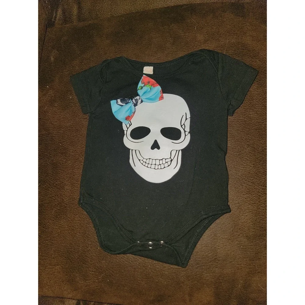 Boutique fall Halloween skull outfit bodysuit pants hat headband 70 6 12 months